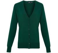 (24, Bottle) Premier Womens/Ladies Button Through Long Sleeve V-neck Knitted Cardigan