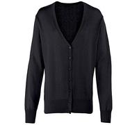 Premier Womens/Ladies Button Through Long Sleeve V-neck Knitted Cardigan (24) (Black)