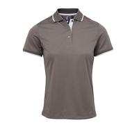 Premier Womens/Ladies Contrast Coolchecker Polo Shirt (Dark Grey/Silver) - Size X-Large