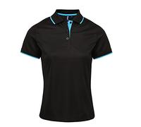 Premier Womens/Ladies Contrast Coolchecker Polo Shirt (L) (Black/Turquoise)