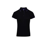 Premier Womens/Ladies Contrast Coolchecker Polo Shirt (S) (Black/Purple)