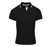 Premier Womens/Ladies Coolchecker Contrast Pique Polo Shirt (Black/White) - Size Medium