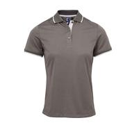 Premier Womens/Ladies Coolchecker Contrast Pique Polo Shirt (Dark Grey/Silver) - Size X-Large