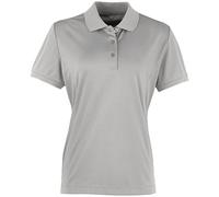 Premier Womens/Ladies Coolchecker Short Sleeve Pique Polo T-Shirt (M) (Silver)