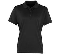 Premier Womens/Ladies Coolchecker Short Sleeve Pique Polo T-Shirt (S) (Black)