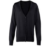 Premier Womens/Ladies Cotton Acrylic V Neck Cardigan (Black) - Size 18 UK