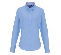 (M, Light Blue) Premier Womens/Ladies Cotton Rich Oxford Stripe Blouse
