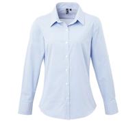 Premier Womens/Ladies Gingham Long-Sleeved Shirt (Light Blue/White) - Blue & White - Size 20 UK