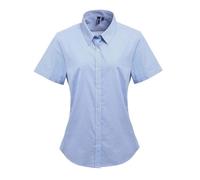 (10 UK, Light Blue/White) Premier Womens/Ladies Gingham Short-Sleeved Shirt