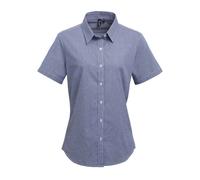 (12 UK, Navy/White) Premier Womens/Ladies Gingham Short-Sleeved Shirt
