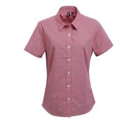 Premier Womens/Ladies Gingham Short-Sleeved Shirt (Red/White) - Size 8 UK