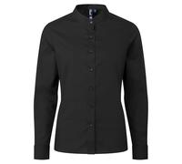 Premier Womens/Ladies Grandad Collar Formal Shirt (S) (Black)