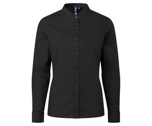 Premier Womens/Ladies Grandad Collar Formal Shirt (S) (Black)