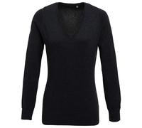 Premier Womens/Ladies Knitted Cotton Acrylic V Neck Sweatshirt