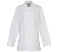 Premier Womens/Ladies Long Sleeve Chefs Jacket/Chefswear (2XL) (White)