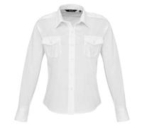 Premier Womens/Ladies Long Sleeve Pilot Shirt (16) (White)