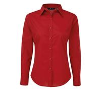 Premier Womens/Ladies Long-Sleeved Shirt (Red) - Size 26 UK