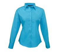 Premier Womens/Ladies Long-Sleeved Shirt (Turquoise) - Size 8 UK