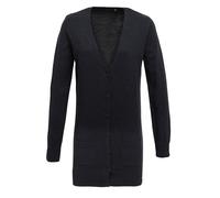 Premier Womens/Ladies Longline V Neck Knitted Cardigan (Charcoal) - Size 8 UK