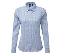 Premier Womens/Ladies Maxton Check Long Sleeve Shirt (Light Blue/White) - Blue & White - Size X-Large