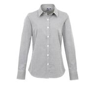 Premier Womens/Ladies Microcheck Long Sleeve Shirt