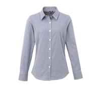Premier Women's Microcheck Long Sleeve Shirt in Navy | Size: Small Premier Navy S