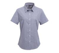 Premier Womens/Ladies Microcheck Short Sleeve Cotton Shirt