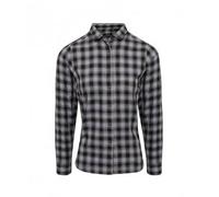 Premier Unisex Womens/Ladies Mulligan Check Long Sleeve Shirt (Steel/Black) - Blue/Dark Grey Cotton - Size 2XL