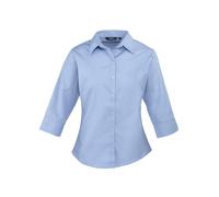 Premier Womens/Ladies Poplin 3/4 Sleeve Shirt (Mid Blue) - Size 22 UK