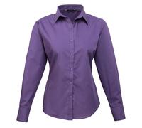 (20, Purple) Premier Womens/Ladies Poplin Long-Sleeved Blouse