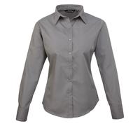 Premier Womens/Ladies Poplin Long-Sleeved Blouse (Dark Grey) - Size 20 UK