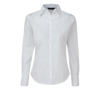 (18, White) Premier Womens/Ladies Poplin Long-Sleeved Blouse