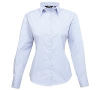 Premier Womens/Ladies Poplin Long Sleeve Blouse / Plain Work Shirt (14) (Light Blue)