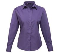 Premier Womens/Ladies Poplin Long Sleeve Blouse/Plain Work Shirt (22) (Purple)
