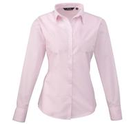 Premier Ladies Long sleeve Poplin Shirt Pink 14