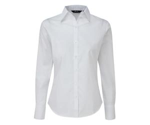 Premier Womens/Ladies Poplin Long-Sleeved Blouse (16) (White)