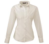 Premier Womens/Ladies Poplin Long-Sleeved Blouse (26) (Natural)