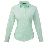 Premier Womens/Ladies Poplin Long-Sleeved Blouse (6) (Aqua)