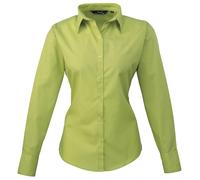 Premier Womens/Ladies Poplin Long-Sleeved Blouse (Lime) - Green - Size 12 UK