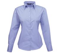 Premier Womens/Ladies Poplin Long-Sleeved Blouse (Mid blue) - Size 12 UK
