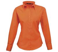 Premier Womens/Ladies Poplin Long-Sleeved Blouse (Orange) - Size 8 UK