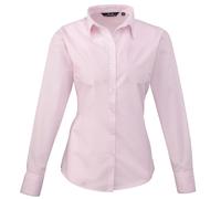 Premier Womens/Ladies Poplin Long-Sleeved Blouse (Pink) - Size 22 UK