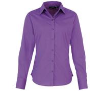 Premier Womens/Ladies Poplin Long-Sleeved Blouse (Rich Violet) - Size 18 UK