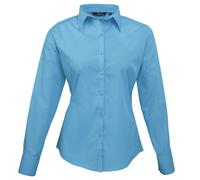 Premier Womens/Ladies Poplin Long-Sleeved Blouse (Turquoise) - Size 8 UK