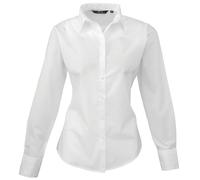 Premier Womens/Ladies Poplin Long-Sleeved Blouse (White) - Size 26 UK