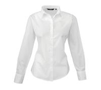 Premier Womens/Ladies Poplin Long-Sleeved Shirt (White) - Size 12 UK
