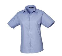 Premier Womens/Ladies Poplin Short-Sleeved Blouse (Mid Blue) - Size 12 UK
