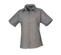 (14 UK, Dark Grey) Premier Womens/Ladies Poplin Short-Sleeved Blouse