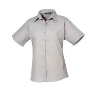 Premier Womens/Ladies Poplin Short-Sleeved Blouse (Silver) - Size 20 UK