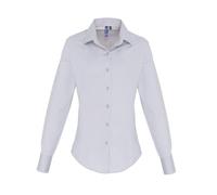 (10 UK, Silver) Premier Womens/Ladies Poplin Stretch Long-Sleeved Shirt